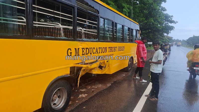 School Bus Involved in Accident in Brahmavar, Students Suffer Minor Injuries