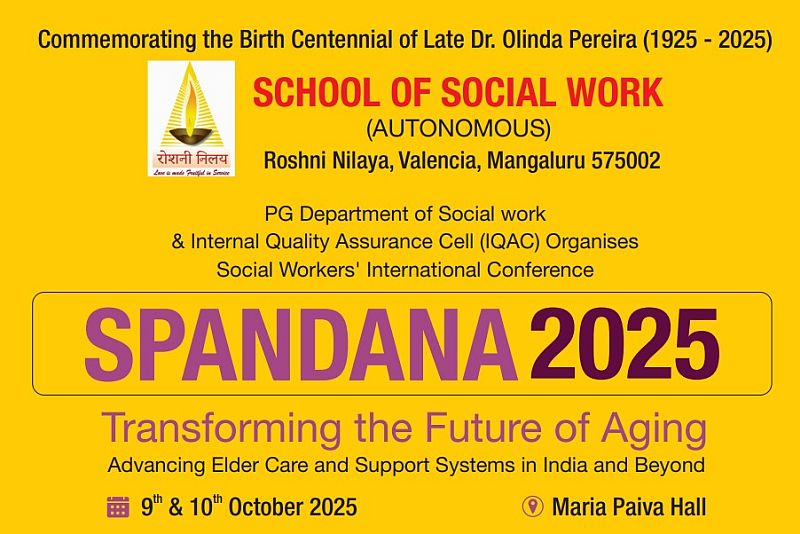 School of Social Work, Roshni Nilaya to Host Spandana 2025 – Social Workers’ International Conference