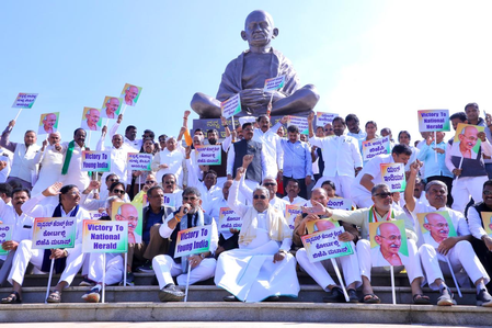 Congress stages protest in Karnataka over Herald case, hails court verdict