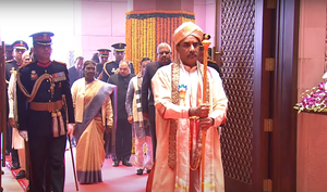 An iconic symbol that led the ceremonial welcome accorded to President Murmu in Parliament