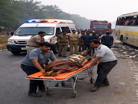 Truck hits, drags bus in Bihar’s Rohtas; one killed, 21 injured