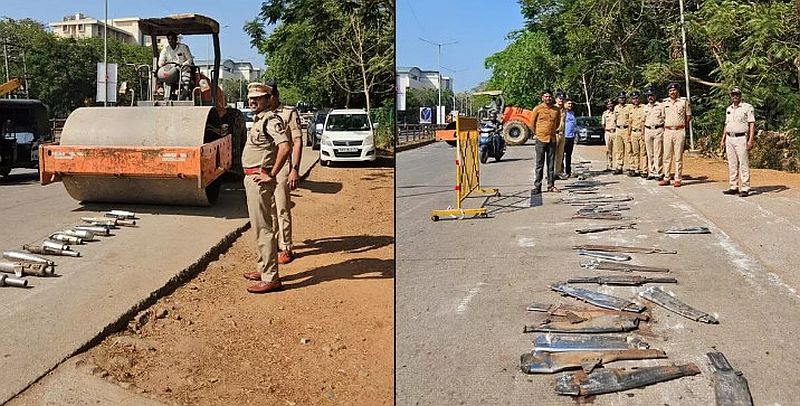 Manipal Police Crush 120 Modified Motorcycle Silencers in Noise Pollution Crackdown