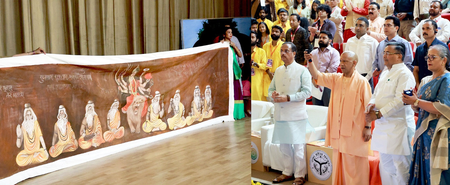 CM Yogi watches theatrical performance of ‘Anandamath’, honours artists and alumni