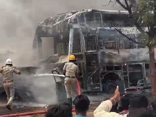 Six burnt alive as car catches fire after head-on collision with bus in ...