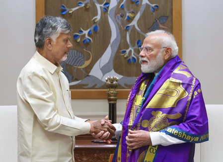 ನಾಯ್ಡು-ಮೋದಿ ಭೇಟಿ: ಆಂಧ್ರ ಯೋಜನೆಗಳಿಗೆ ಕೇಂದ್ರ ಬೆಂಬಲ ಕೋರಿಕೆ